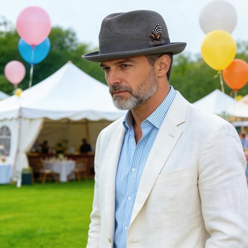 Image of FORBUSITE Wool Felt Wide Brim Fedora Hats for Women Men