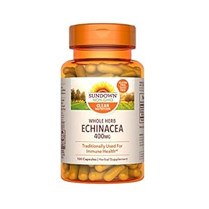 Sundown Echinacea Herbal Supplement 400mg Capsules for Immune Support, Non-GMO, Gluten-Free, Dairy-Free, 100 Count