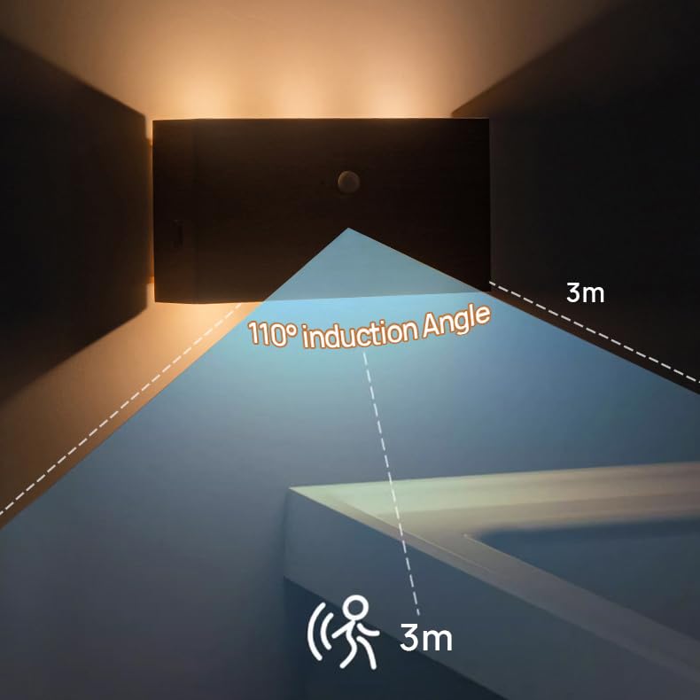 Aplique de pared cable con carga USB lampara interior con sensor blanco 4