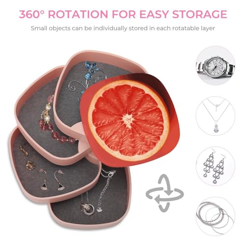 Organiseur de bijoux rose mûr pamplemousse avec couvercle pour boucles - 5