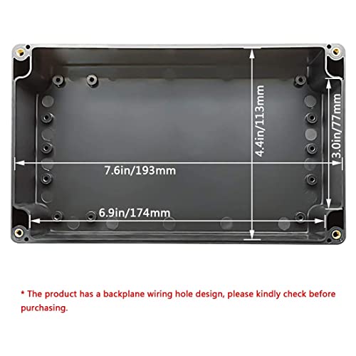 LeMotech Project Box ABS Plastic IP65 Waterproof Dustproof Electrical Junction Box Outdoor Enclosure for Electronics Black 7.87 x 4.72 x 2.95 inch (200 x 120 x 75 mm)(Pack of 2) - Thumbnail 2