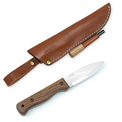 BPSKNIVES B1 CSHF - Cuchillo de Hoja Fija para Bushcraft con Funda de Cuero y Varilla de Ferrocerio - Cuchillo de Camping de Acero al Carbono y Mango Completo Hecho a Mano | Ya disponible en tu tienda friki favorita! En mundofriki.es!