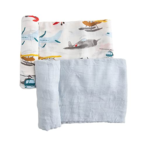 Image of Little Unicorn Air Show Cotton Muslin Swaddle Blanket Set | Set of 2 | 100% Cotton | Super Soft | Newborns and Infants | Large 47 x 47 | Machine Washable