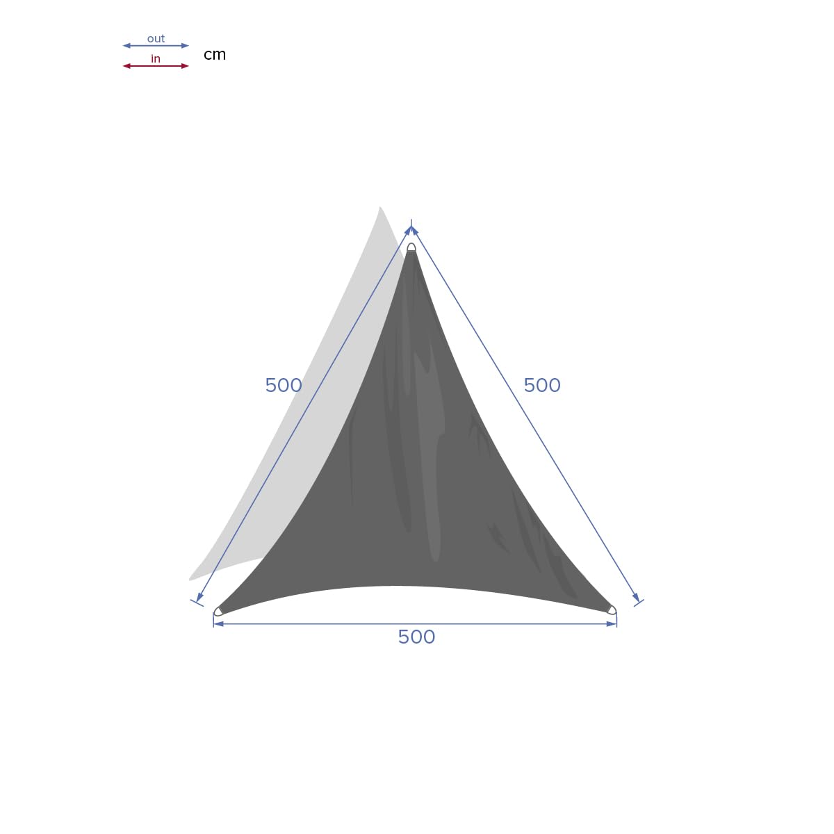 Voile d'ombrage Triangulaire 5 x 5 x 5 m Curacao - Emeraude