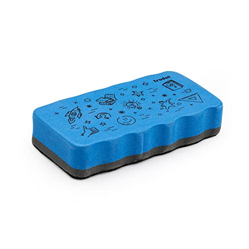 Trodat Radierschwamm für Whiteboards – magnetisch haftend, Zeichnungen von Markern und Stiften trocken abwischen – Größe 10,5 x 5,5 x 1,8 cm, Blau