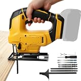 Akku-Stichsäge, kompatibel mit DEWALT 18V/20V-Akkus, 20.000 U/min, bürstenloser Motor, 4 Pendelhubpositionen, stufenlose Drehzahlregelung, 23 mm Hub, 0–2750 Hübe/min