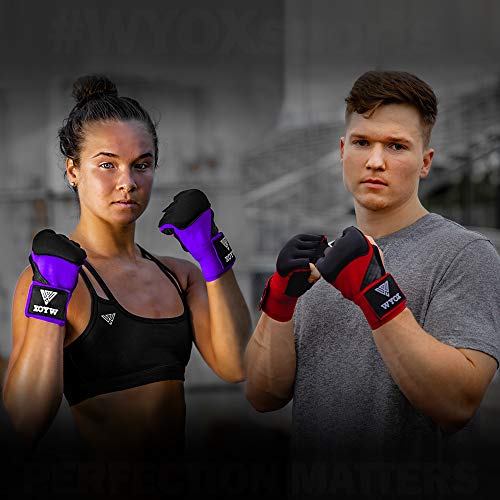 Wyox Gel Quick Hand Wraps For Boxing Mma Kickboxing - Ez-Off & On - Padded Knuckle With Wrist Wrap Protection For Men Women Youth (Purple, S-M) #TOP2
