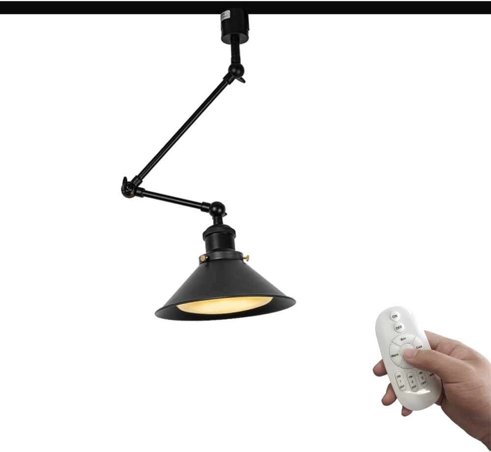 Set of Three H-Type System Matte White Metal E26 Base Adjusted Angle Rotated Pendant Light with Swing Arm Modern Design Track Lighting for Bedroom Kitchen Wall Painting(No Bulb No Track)