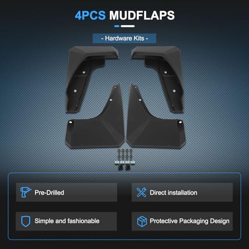 Image of ECCPP 4Pcs Mud Flaps Splash Guards Replacement for 2018-2024 for Hyundai Kona 1.6L 2.0L Front & Rear Mud Guards