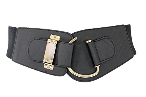 Trendy Fashion Jewelry WB WIDE HOOK BLACK Tfj Women'S Wide Fashion Belt Hip High Waist Gold Metal Hook Buckle Plus Size 36-44 Inch Black thumb #5