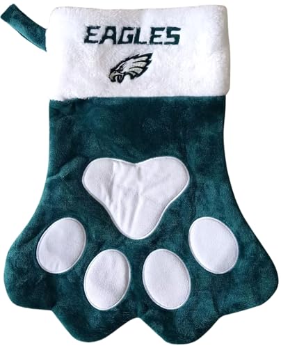 FOCO - FOCO Philadelphia Eagles NFL Team Paw Shaped Embroidered Holiday Stocking – Officially Licensed Festive Décor – Unique Gift for Football Fans and Animal Lovers