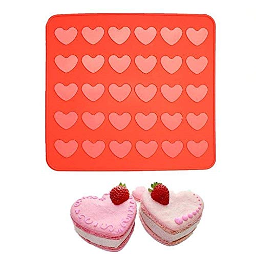 JOEBO New 30 Holes Heart Shape Silicone Macaron Mat Oven Dessert Muffin Macaron Mold DIY Cake Mould Baking Pad/212