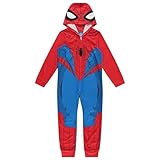 Marvel Boys Spiderman Pajamas Set - Hooded Long Sleeve Pajamas - Mile Morales Sleeper Pajamas (Red Blue, 6, Size 6
