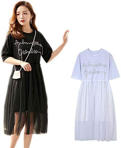 Amazon Co Jp マキシ ワンピース レディース ニット切り替えワンピース チェールスカート マキシ丈ワンピース 半袖 服 ファッション小物