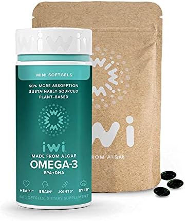 Iwi Omega 3 Mini Vegan Supplement Bundle Pack with Refill Eco Pack - Omega 3, 6, 7, 9 and EPA + DHA