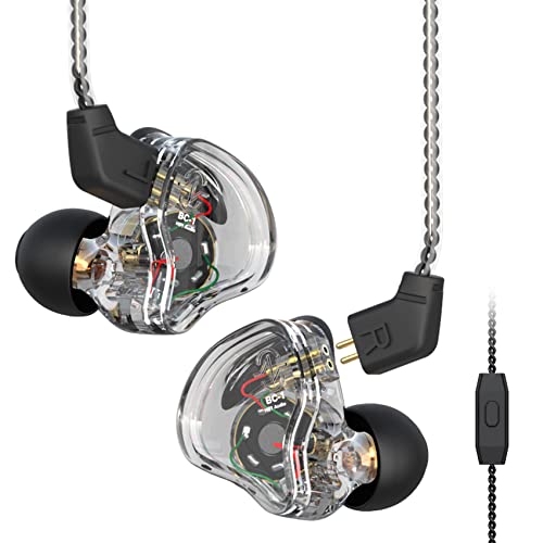 CCZ melodia douszne słuchawki Hifi 1DD 1BA hybrydowa izolacja szumów w uchu przewodowe słuchawki, lekka, głęboki bas, opatentowana konstrukcja nauszników z 4 rdzeniami 4N OFC 2-pinowym zestawem słuchawkowym kablowym (z mikrofonem, przezroczysty)