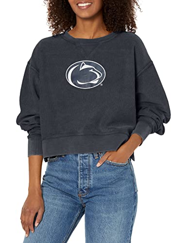 Chicka-d Women's Standard Corded Boxy Pullover, Navy, Medium