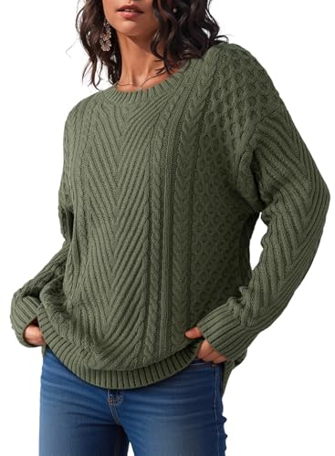 Dokotoo Women's Sweaters Casual Long Sleeve Oversized Sweater Fall Cable Knit Chunky Pullover Jumper Tops