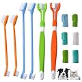 12 Pack Pet Dog Toothbrush, KissDate 2 Triple Head Pet Toothbrushes 4 Double Head Toothbrush 6 Pack Finger Rubber Toothbrushes Multi-Angle Dental Cleaning Brushes for Dog Cat pet Tooth Dental Health