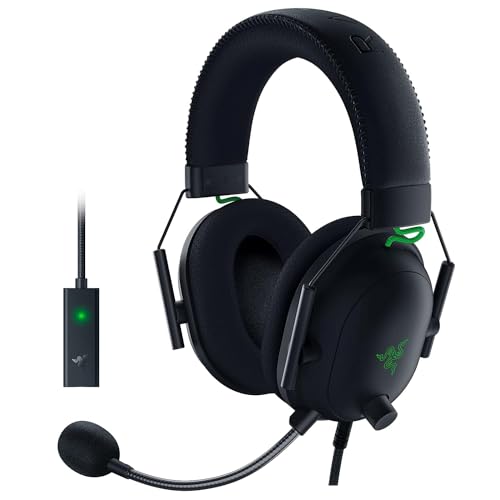 Razer BlackShark V2 Gaming Headset: THX 7.1 Spatial Surround Sound – 50mm Drivers – Detachable Mic – for PC, PS4, PS5, Switch, Xbox One, Xbox Series X|S – 3.5mm Audio Jack & USB DAC – Black