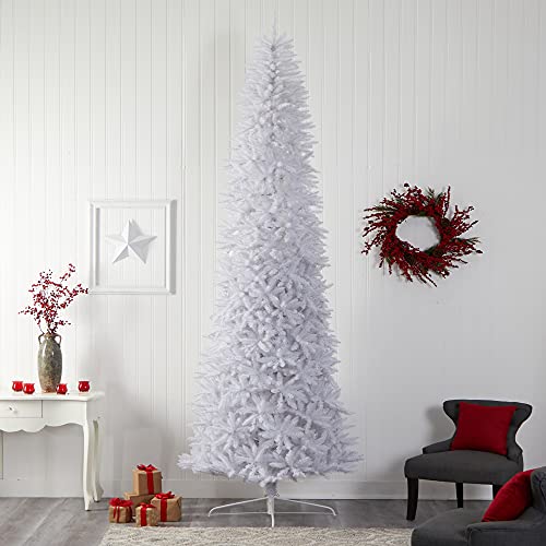 12Ft. Slim White Artificial Christmas Tree With 1100 Warm White Led Lights And 3235 Bendable Branches #TOP7