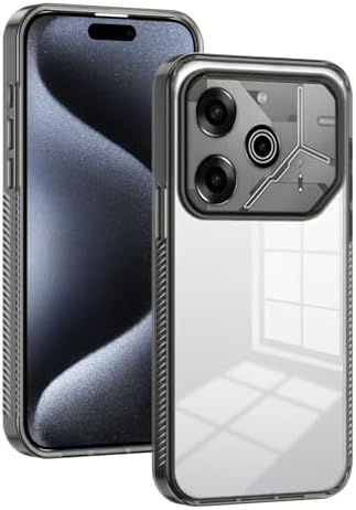 Compatible with Tecno Pova 6 Case,Compatible with Tecno Pova 6 Pro 5G LI9 Transparent Hard Acrylic pc Hard Back Plate Shockproof Protective Case Black