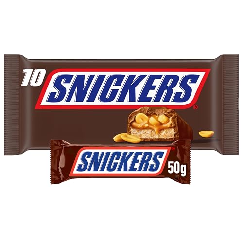 SNICKERS Barres Chocolat au Lait Cacahuètes Caramel Nougat 10x50g - 500g