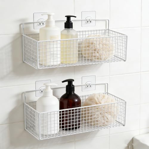 Dewsea 2 Pack Bath Toy Organizer Basket, Large Metal Bathtub Storage Holder, Wall-Mounted Hanging Shower Caddy for Toys, Clothes, Toiletries, Easy Access & Sorting,White by Dewsea - Used condition - Image 6