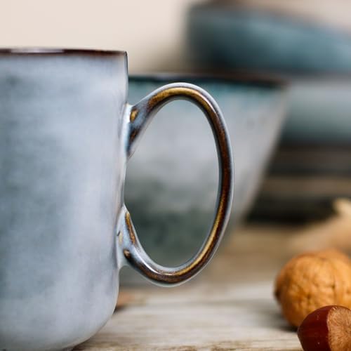 OGO LIVING Lot 6 mugs aronal 40cl en grès bleu pour la maison - design et résistance - 2614707