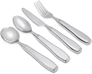 Adaptive Utensils (4-Piece Premium Stainless Steel) Wide, 7oz. Each Heavy Weighted, Non-Slip Handles
