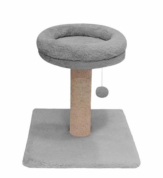 Image of Fur Activity Cat Tree Scratching Post with Natural Sisal Tower for Kittens and Cat (Grey - Bolster-TOP)