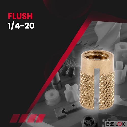 E-Z LOK Threaded Insert for Plastic Flush Brass Thread Inserts 1/4-20 Pack of 25
