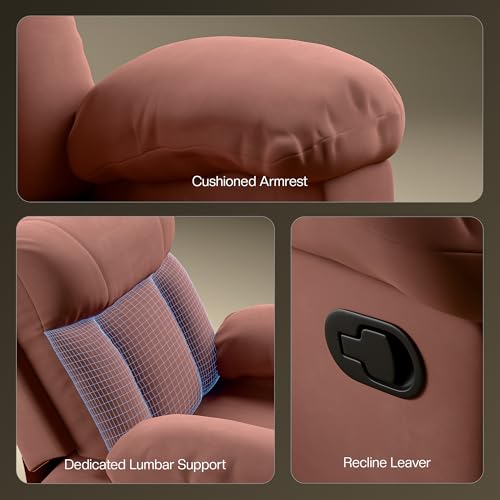 Image of Green Soul Cloud | Single Seater Manual Recliner Sofa | Ultra Soft Suede Fabric | Recline & Relax (R1) | Oversized Leg Rest & Cushioned Lumbar | 1 Year Warranty (Vintage Rose) | DIY Easy Assembly