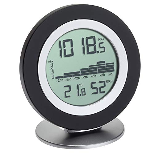 TFA Dostmann WeatherHub Digital Barometer-Thermometer-Hygrometer Cosy BARO, stacja pogodowa, z przeglądem graficznym, czarna