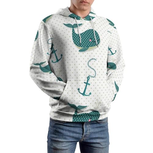 Sweat à capuche baleine verte pull décontracté unisexe pour soirées fraîches S