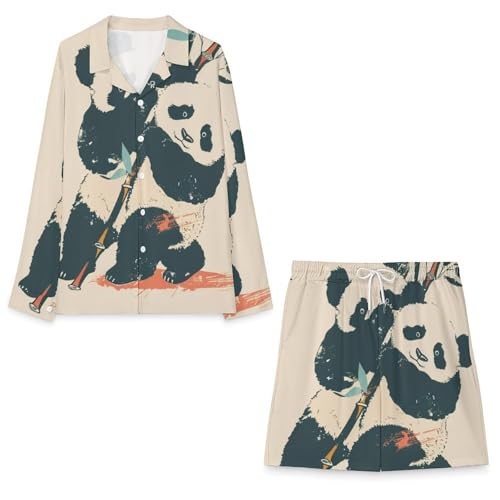 Cute Pandas with BambooMen's Long-sleeved Suits for Everyday Casual Wear3