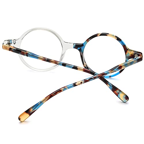 Hepidem Acetate Men Vintage Round Optical Glasses Frame Spectacles Eyeglasses Zolman (9169 Blue Transparent) #TOP5