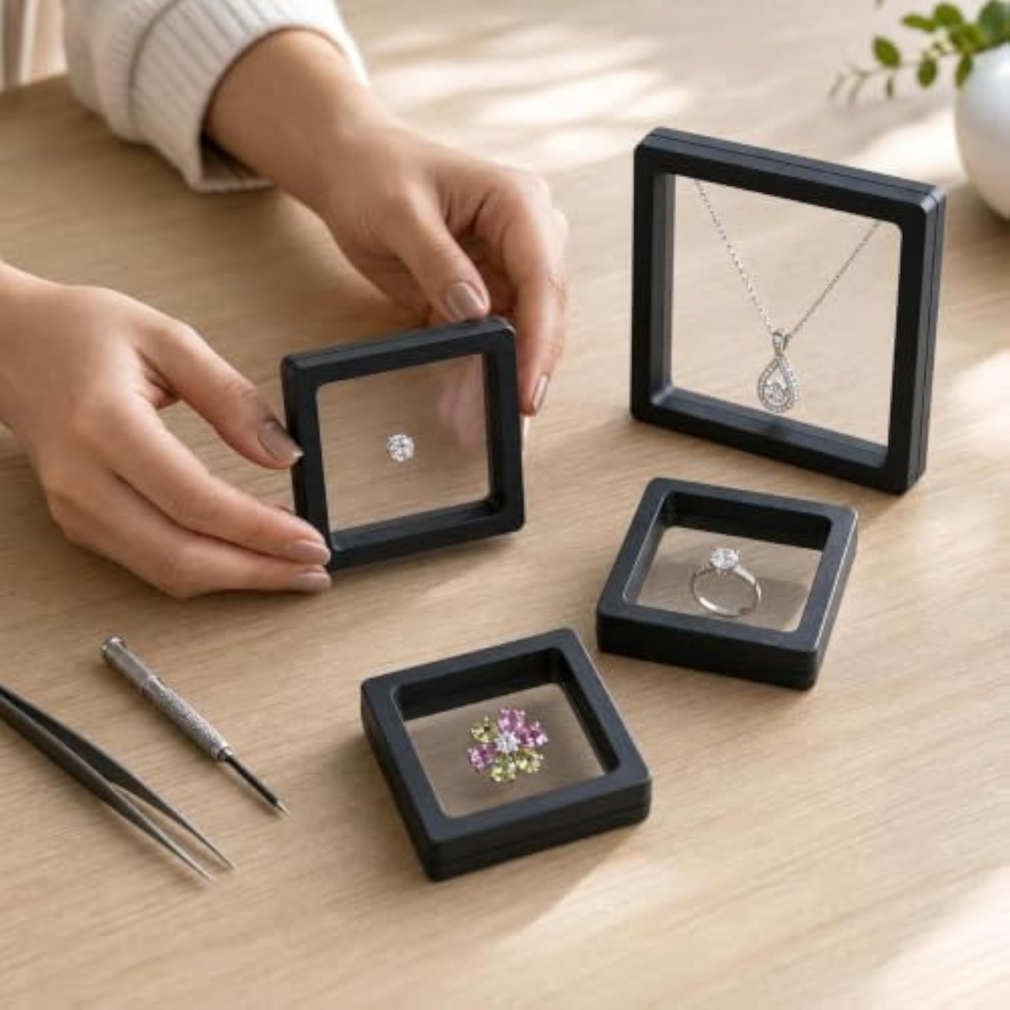 PE Film Jewelry Display Box for Necklace and Ring