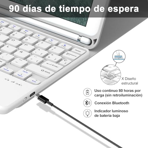 Funda teclado para iPad 2021 2020 2019 con bluetooth trackpad Ñ 5