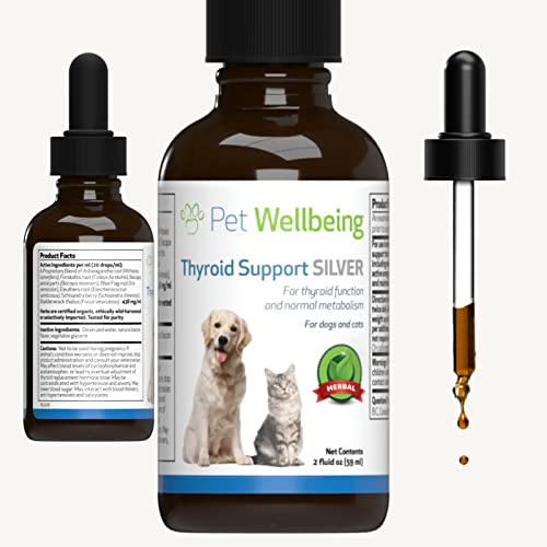 Pet Wellbeing - Thyroid Support Silver For Cats - Natural Support For Hypothyroidism & Under Active Thyroids In Felines - 2Oz (59Ml.) #TOP7