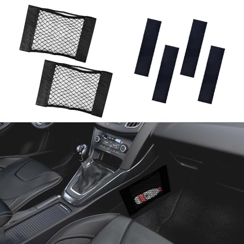 deemars 2PCS Universal Mesh Cargo Net, Elastische kleine Auto-Ladenetz-Tasche, Kofferraumnetz mit Klebebandaufklebern, Auto Aufbewahrungsnetz Wandaufkleber Organizer Tasche für Auto