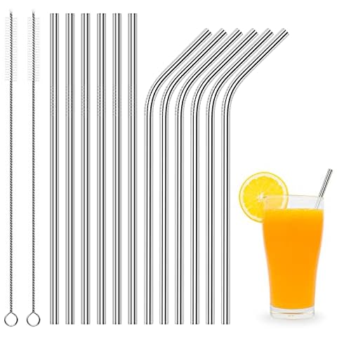 12pcs Metal Straws Drinking,Stainless Steel Straws Set,Thin Reusable Straws Drinking Cover