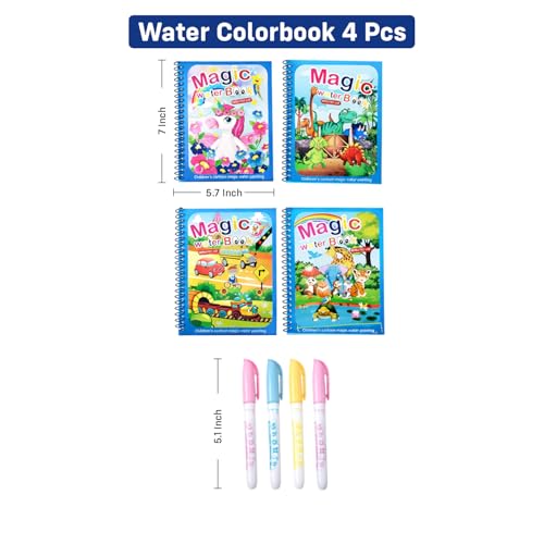 Image of Party Propz Water Painting Book for Kids - 4 Pcs Return Gifts for Birthday Party | Water Spotter Book | Watercolour Set for Kids 6-12 | Watercolor Book with Pen | Stationery Set for Kid Return Gift