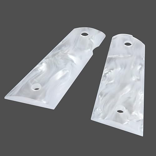 Miniatura 7 de Cool Hand 1911 Magwell Grips, Comandante de gobierno de tamaño completo, perla sintética de alto pulido, negro y blanco, tornillos dorados