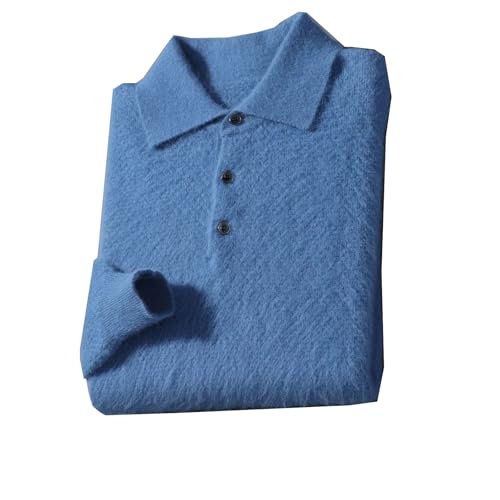 Men's Turn-Down Collar Jumper Winter Thick Warm Knit Simple Business Casual Pullover Sweater