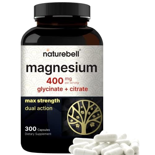 Magnesium Complex 400mg, 300 Capsules | Glycinate, Citrate | Chelated & Purified | Bone, Heart & Digestion Support | Non-GMO