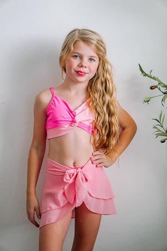 Image of HIHA Girls Swimsuit 3 Piece Bikini with Cover Up Skirts Size 6-12