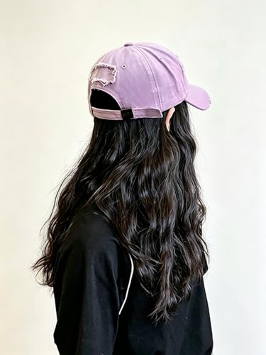 Image of Unisex Ripped Distressed Denim Ring Baseball Cap Hip Hop Vintage Dad Hat Adjustable