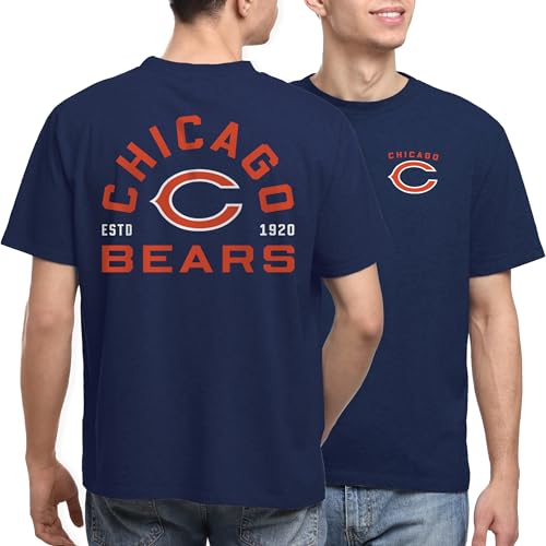 Junk Food NFL - Unisex Adult Short Sleeve Fan Tee - Chicago Bears Classic Arched - Officially Licensed - Navy - 3XL