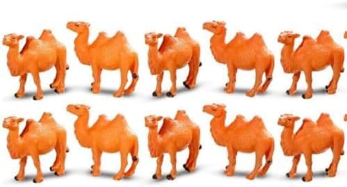 Rzcin 10 Pcs Orange Camel Figurines Hand Painted Miniature Animal Statue Desert Camel Figures Animal Figurines Models for Table Desktop Cake Toppers Collection Home Ornaments Decor Accessories
